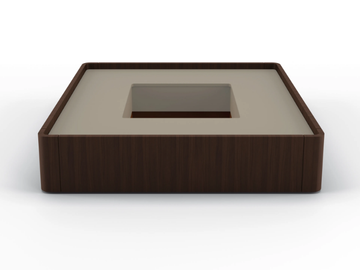 WAVE - Low square coffee table in walnut and lacquered top by BRUNO ZAMPA - view 2